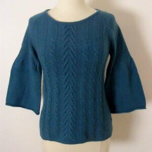 Garnet Hill Lambswool Angora Teal  Sweater Small